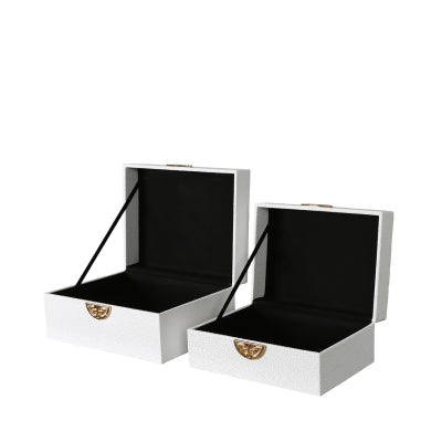 Orange & Gold Faux Leather Boxes Set of 2